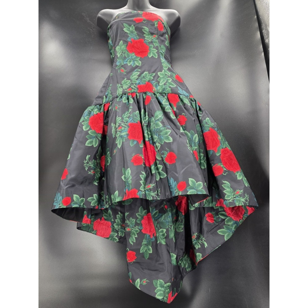 Vtg Morton Myles Women's Size 12 Strapless Floral Dress Drop Waist Balloon Skirt - Picture 6 of 12